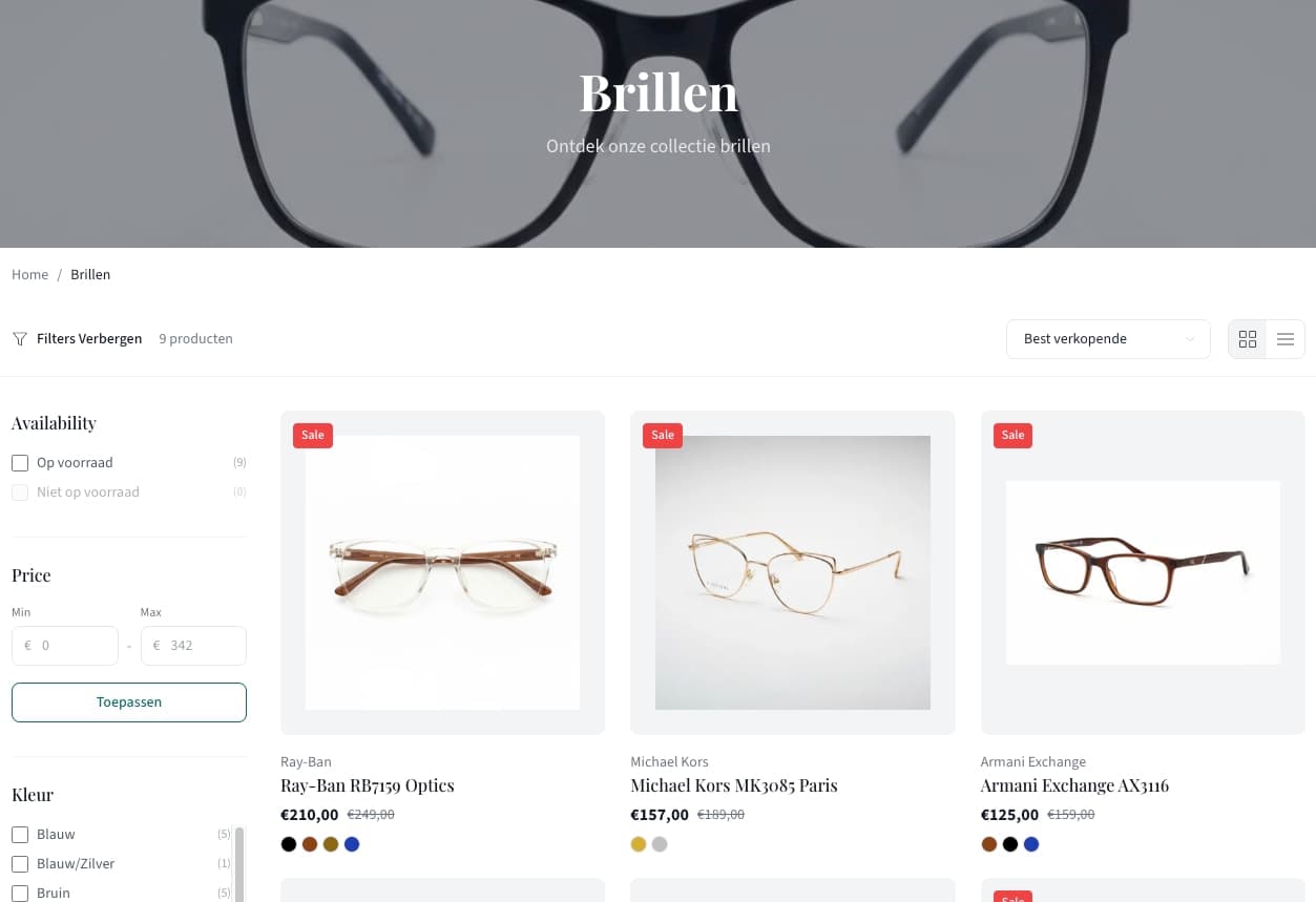 Advanced product filtering sidebar