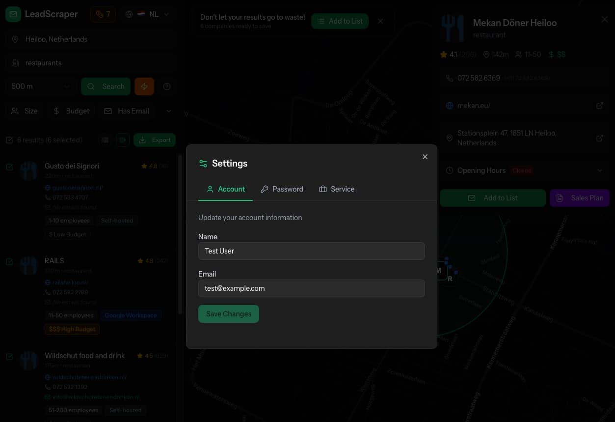 Settings page with 2FA configuration